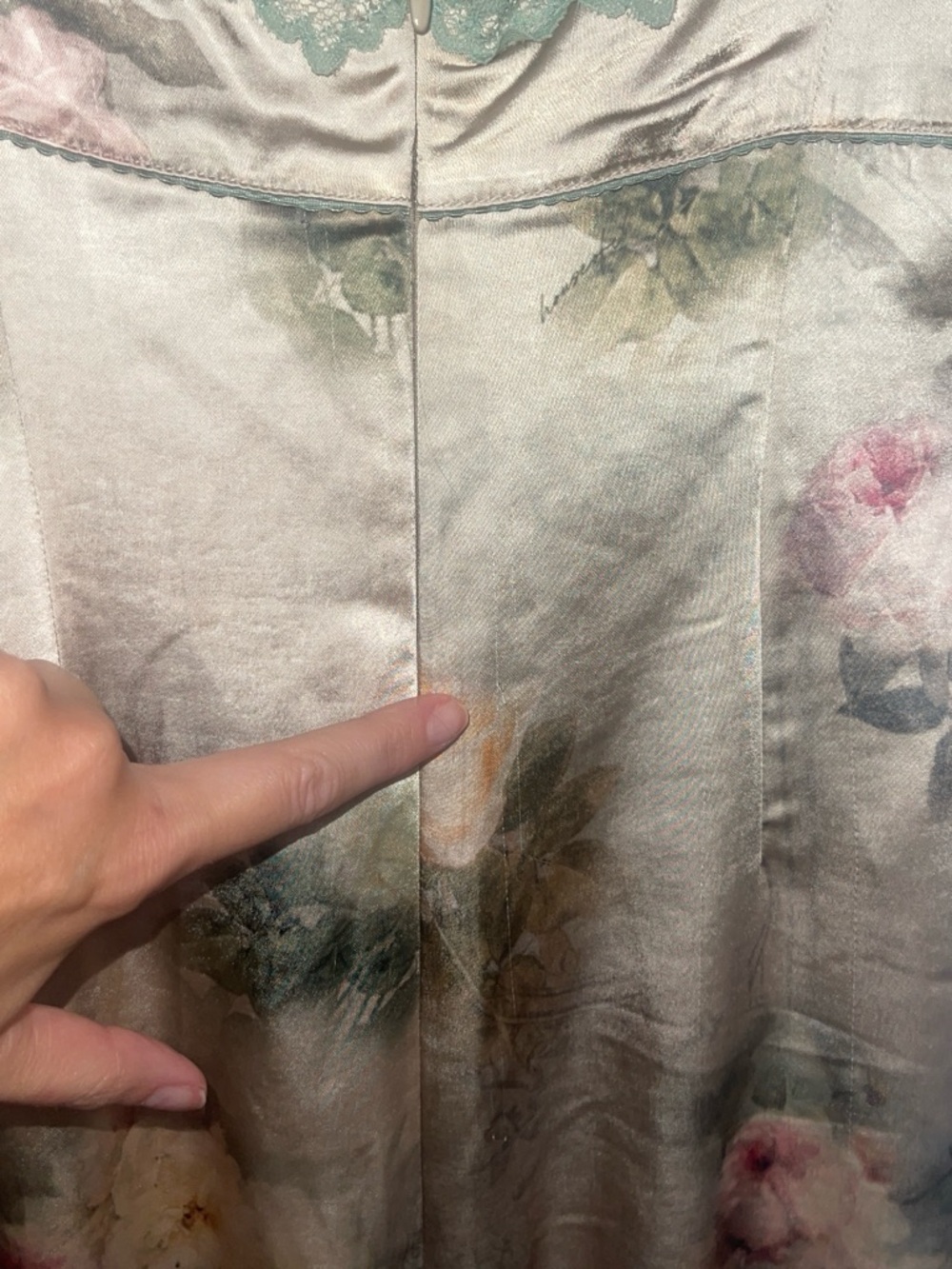 HOUSE OF CB VENUS Vintage Floral Midi Dress Lace-Trim Satin Slip Dress Champagne - Picture 10 of 16